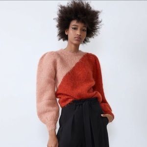 Zara Alpaca Wool balloon sleeve sweater